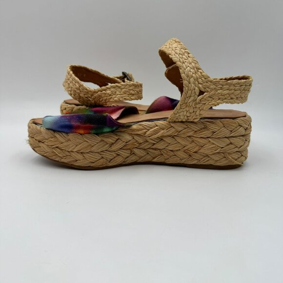 Robert Clergerie Womens Platform Sandals With Raffia Soles & Colorful Canvas - Picture 7 of 13